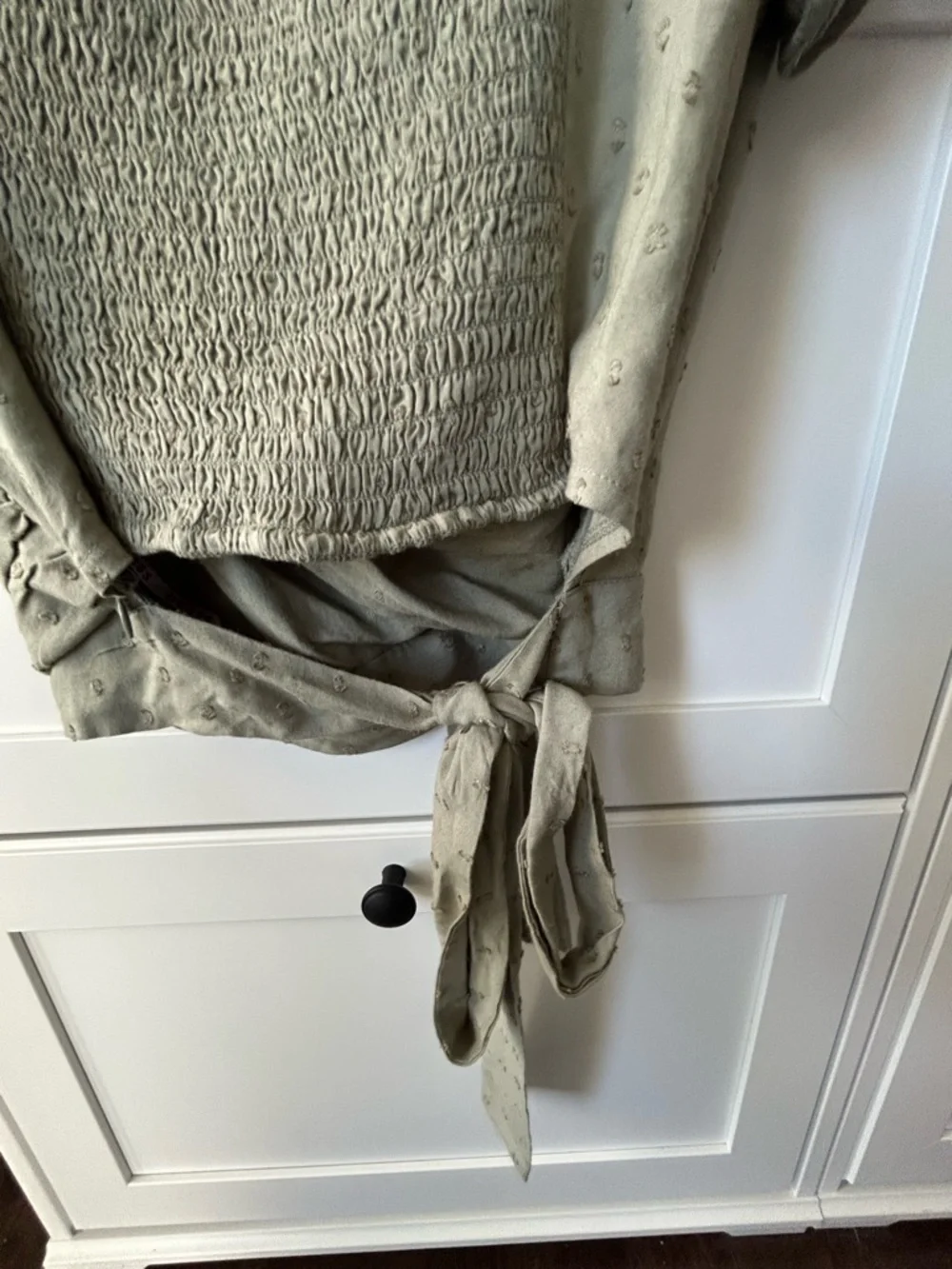 Guess Sage Green Wrap Blouse with Flutter Sleeves | Size Small - Picture 10 of 10